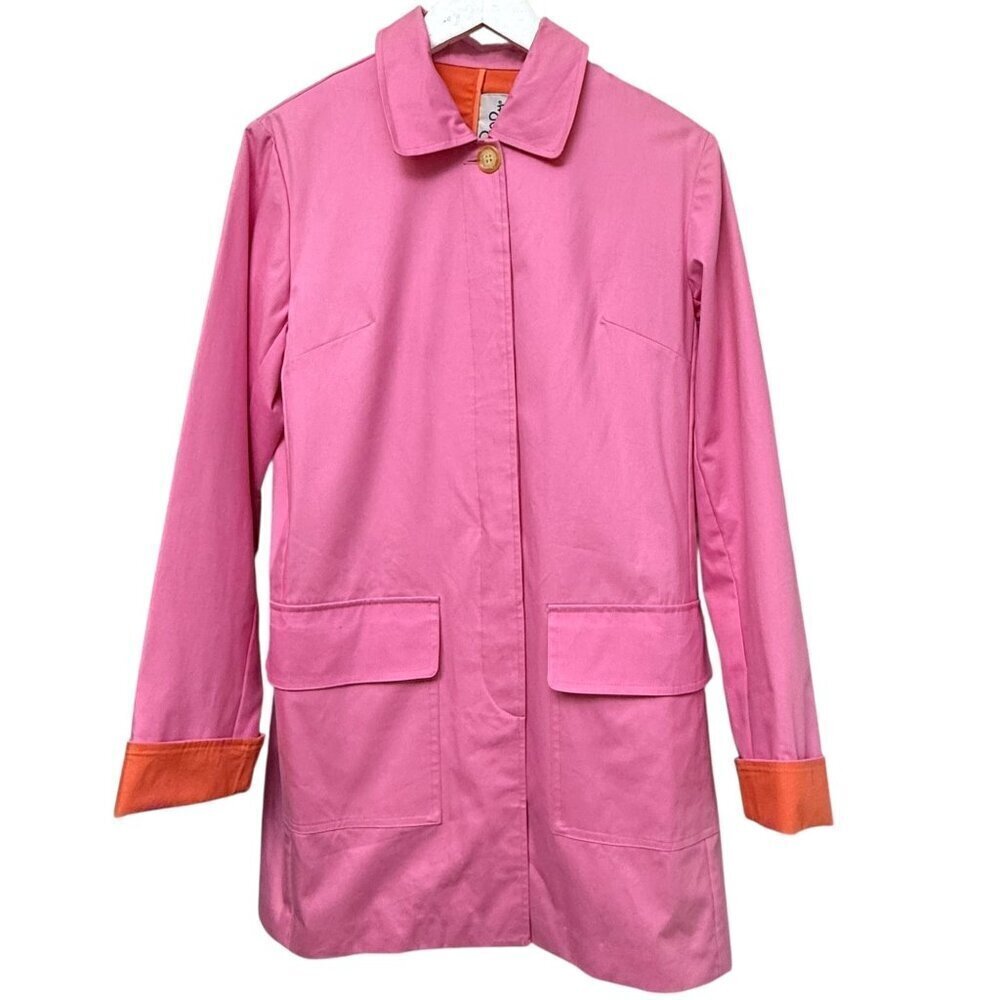LILLY PULITZER Pink Trench Coat Small Cotton Chino Casual Preppy Barn Jacket